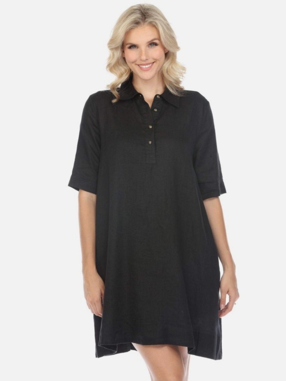Johnny Was Calme Short Sleeve Polo Dress in Black Size XL